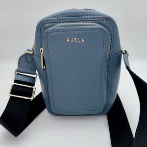 Furla Rea Leather Mini Crossbody BagIn Blu Denim